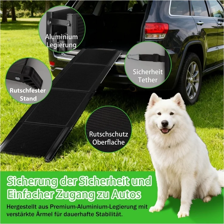 nobleza Hundematte Hunderampe Auto 170 cm Klappbare Treppe aus Metall – Bild 3