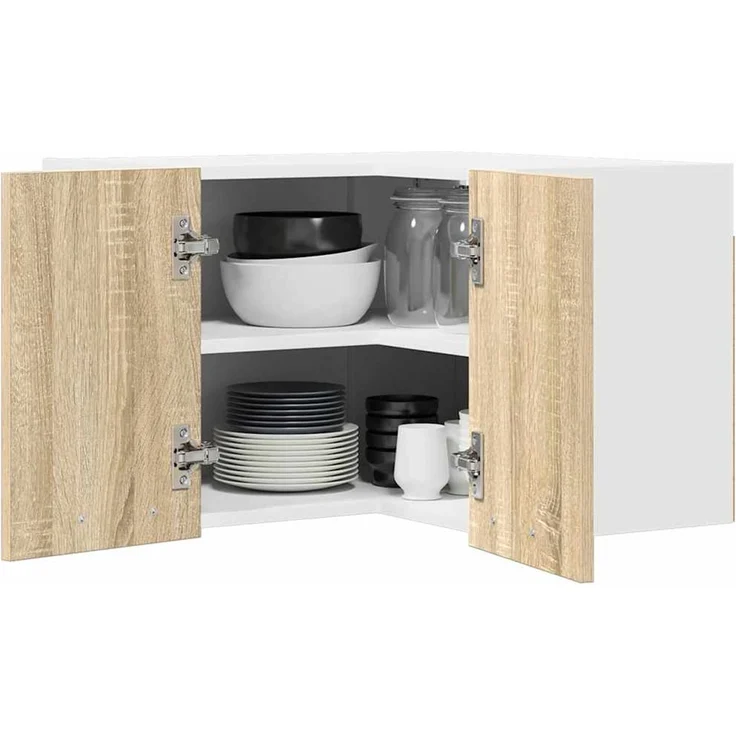 vidaXL Hängeschrank mit Speicher Sonoma-Eiche und Weiß 57 x 57 x 40 cm 884188 – Bild 3