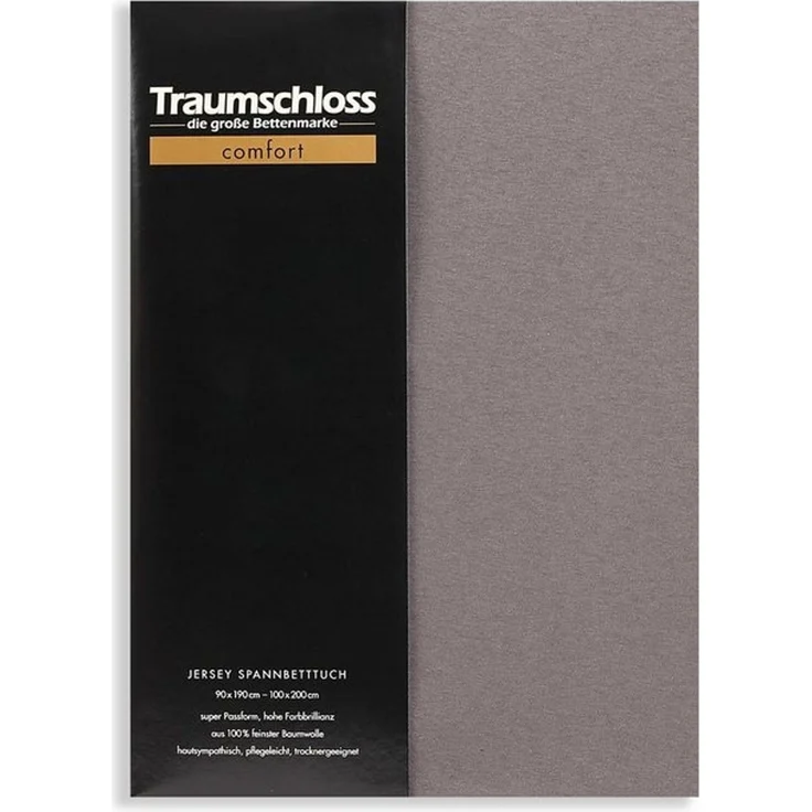 Traumschloss Spannbettlaken Comfort, Jersey, Grau, 90-100x200, 100% Baumwolle – Bild 3