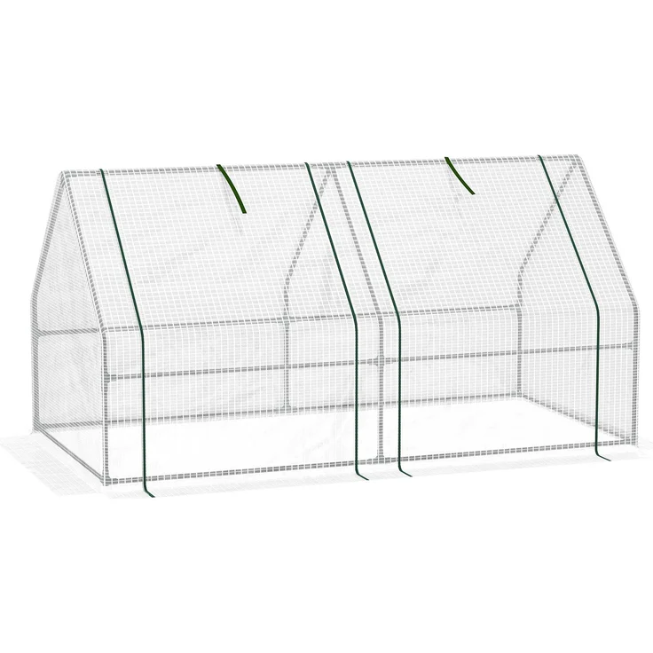 Wohnora-Mini-Gartengewächshaus, Mini-Tunnelgewächshaus, 180 x 90 x 90 cm (L x B x H), Spitzdach, Stahl, 140 g/m² PE, UV-beständig, Fenster mit,H 900cm x T 900cm x B 900cm,Weiß – Bild 3