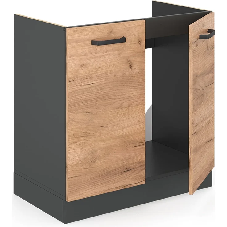 Spülenunterschrank R-Line Goldkraft Eiche 80 cm AP Marmor Vicco – Bild 4