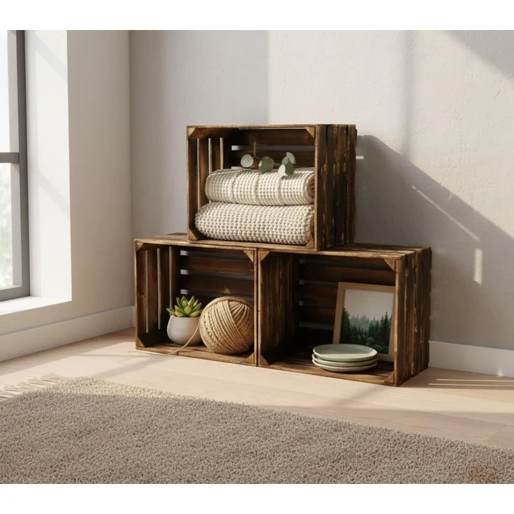 Obstkiste Weinkisten Holzkisten Vintage Geflammt 50 x 40 x 30 cm 9 x vintage – Bild 6