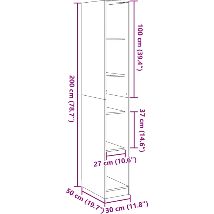 vidaXL Kleiderschrank Räuchereiche 30x50x200 cm Holzwerkstoff 3307706 – Bild 9