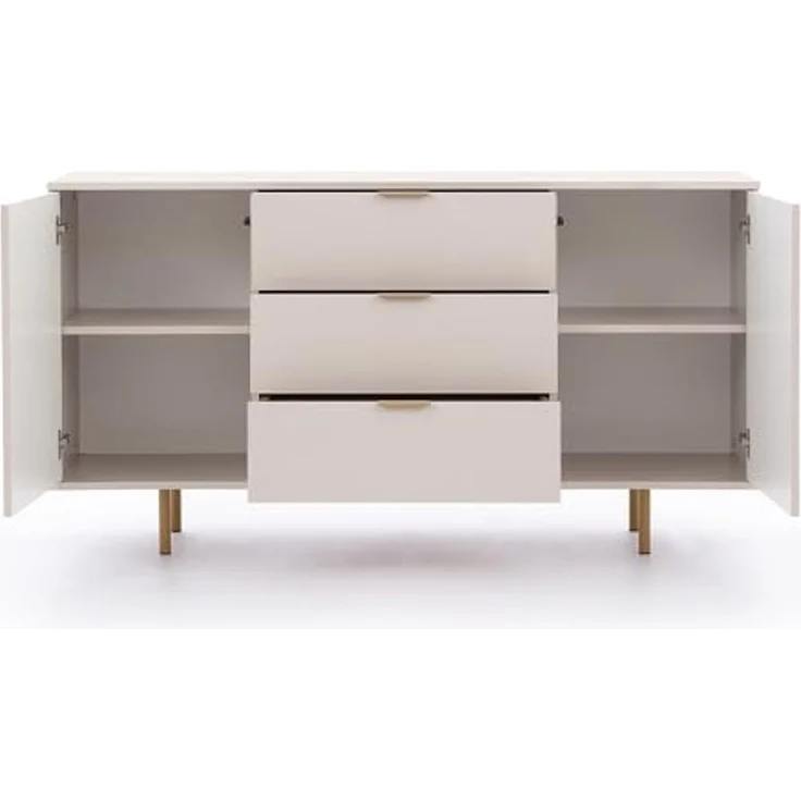 Lomadox Sideboard NADOR-132, 150cm breit, Kaschmir, goldfarbene Metallgriffe und -füße – Bild 4