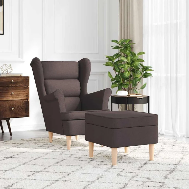 vidaXL Sessel mit Fußhocker Dunkelbraun Stoff 3307993 – Bild 3