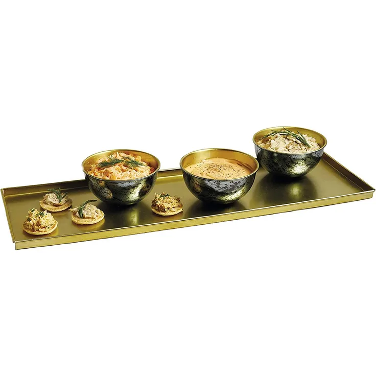 Artesà ARTBLUPLAT Servierplatte mit kleiner Schale, in Geschenkbox, Verzinkter Stahl, Blau-Messing, Platter with 3 Bowls