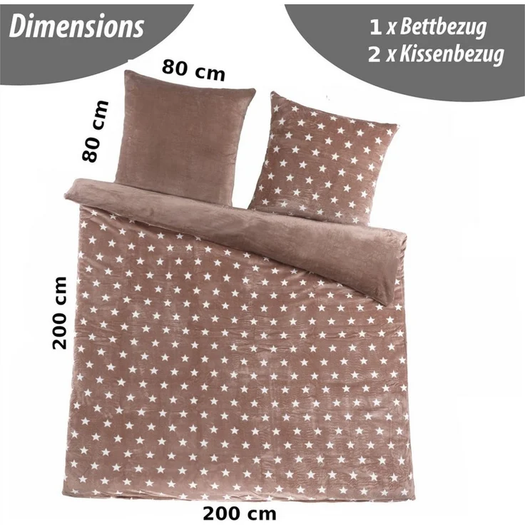 Malika Wendebettwäsche 200x200 + 2x 80x80 cm Cashmere Touch Sterne Bettwäsche, atmungsaktiv, Für Allergiker geeignet, pflegeleicht, angenehm weicher Stoff – Bild 2