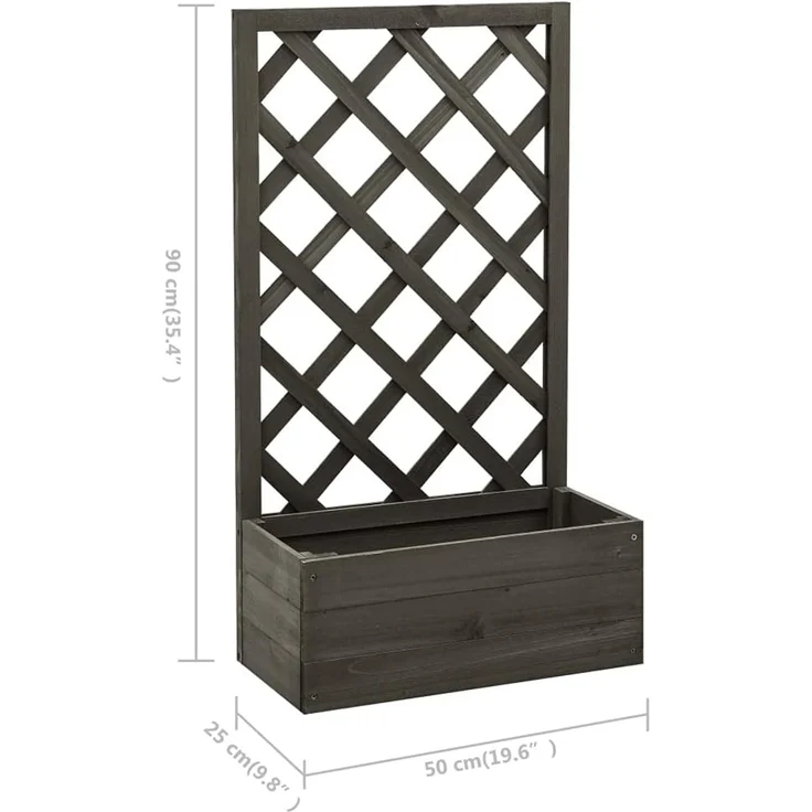 DELUKE 'MINO' Gartenspalier mit Blumenkasten, massives Tannenholz grau, 50 x 25 x 90 cm – Bild 2