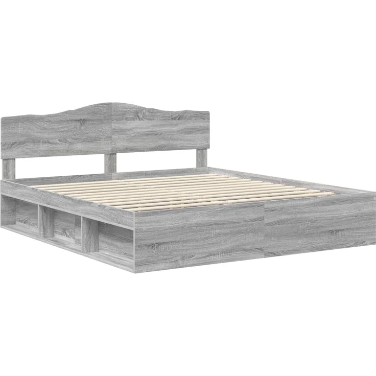 vidaXL Bettrahmen Graues Sonoma 180 x 200 cm Massives Kiefernholz 3412867 – Bild 3
