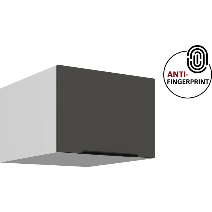 Küchen Aufsatzschrank 50 cm ARIA Graphite ultra matt + Weiss matt, hochwertige Fronten mit Anti Fingerprint Beschichtung Küchenzeile Küchenblock