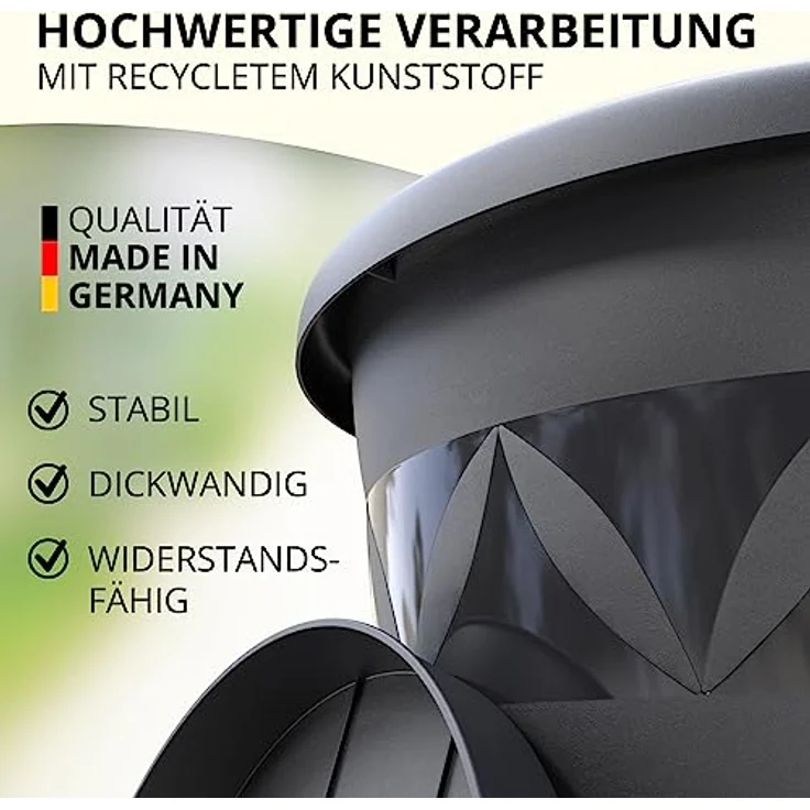 Plastard Pflanzkübel 3er, 5er, 10er Sets, Blumentopf mit passenden Untersetzer 15 - 40 cm (3 St, Blumenkübel ist Witterungs-, frost- und UV-beständig) – Bild 3