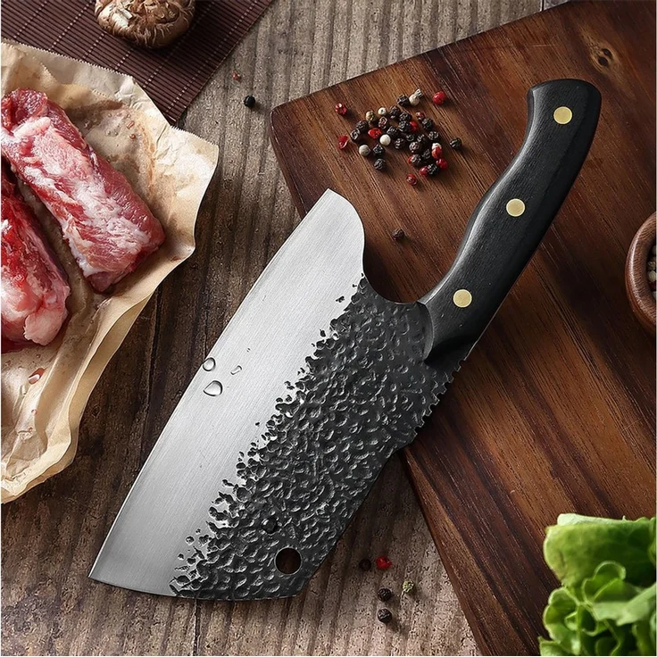 Exklusives Rustikales Hack- und Fleischeresser mit scharfe Klinge, robusten Griff. Perfekt in Ihrer Küche, beim Camping und Grillen – Bild 2