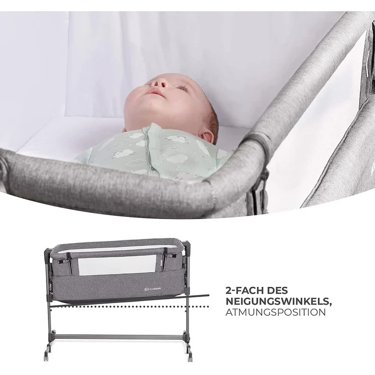 Kinderkraft 'NESTE UP' Beistellbett, grey melange – Bild 5