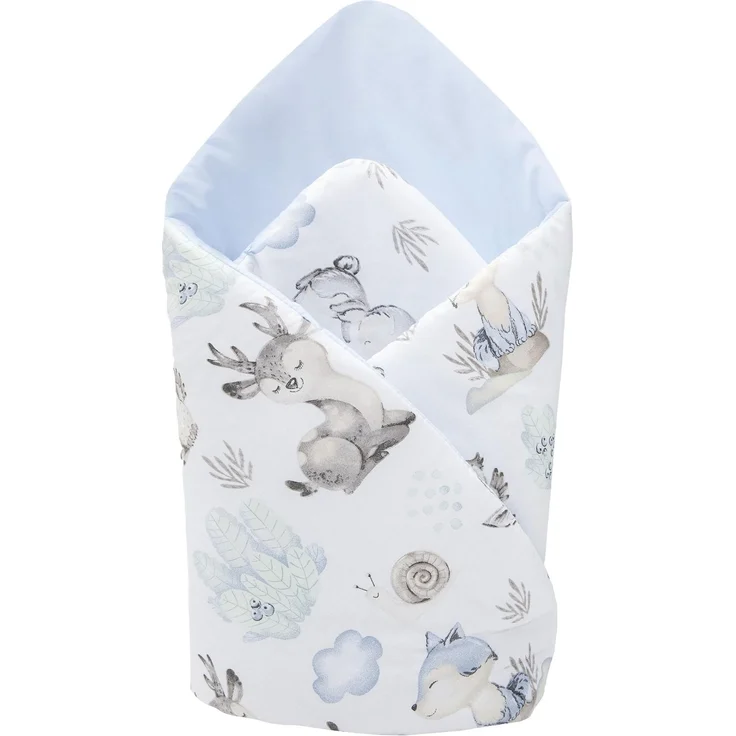 Medi Partners Steckkissen 100% Baumwolle 75x75 cm Einschlagdecke Babyhörnchen doppelseitig weich ganzjährig multifunktional antiallergisch Babys (Hirsch und Igel)