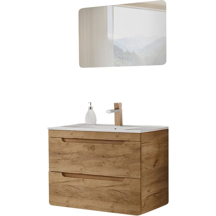Badmöbel Waschplatz Set LUTON-56-CRAFT in Wotan Eiche Nb, B/H/T ca. 81/200/46 cm – Bild 6