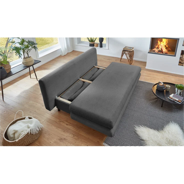 Schlafsofa Bill / Bern SO240, Stoff, Grau, 196 x 92 x 93 cm – Bild 4