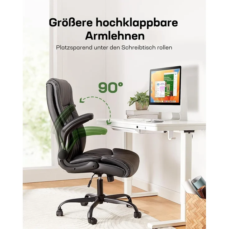 Marsail Bürostuhl Ergonomisch Schreibtischstuhl hat Verstellbarer Lordosenstütze Kopfstütze und Armlehne Höhenverstellung und Wippfunktion – Bild 6