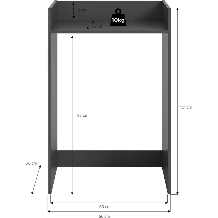 Waschmaschienenumbau (B/H/T: 66x101x60 cm) in anthrazit Nachbildung – Bild 5