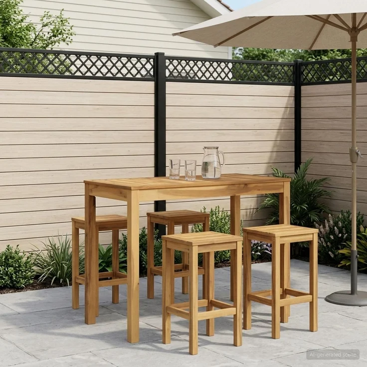 vidaXL Gartenbar-Tisch LAREN Weiß gewaschen 108,5 x 55 x 105 cm 901721 – Bild 1