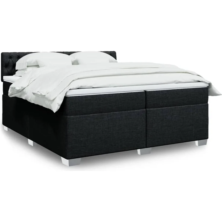 vidaXL Boxspringbett mit Matratze Schwarz 200x200 cm Stoff 3286004 – Bild 1