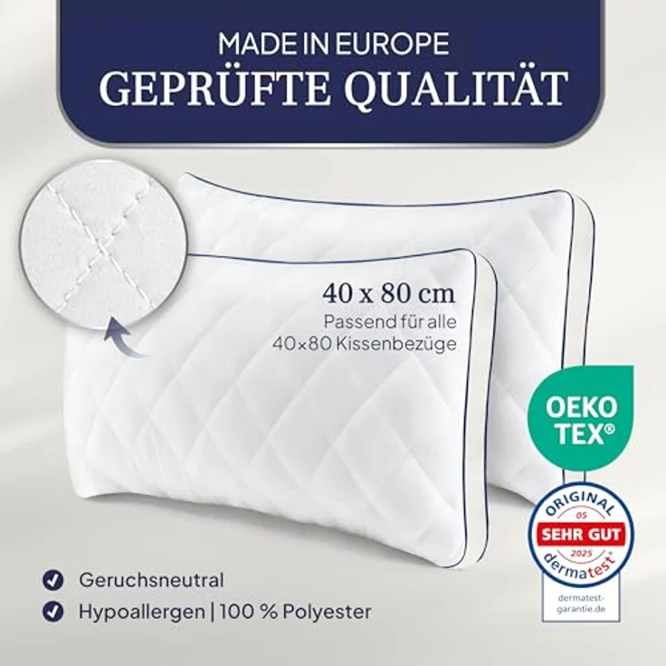 Gentle North Microfaserkissen Kopfkissen in Hotelqualität flauschige, gut gefüllte Schlafkissen, Füllung: Polyester, Rückenschläfer, Seitenschläfer, Bauchschläfer, Seitschläfer – Bild 4