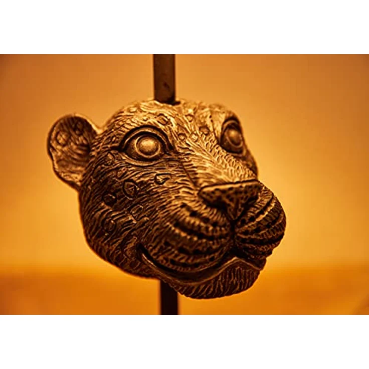 BRUBAKER Tisch- oder Nachttischlampe Leopard, 40 cm hoch, Keramikfuß, Stoffschirm, Schwarz Beige gepunktet, E27 Fassung – Bild 4