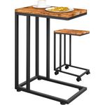 Casaria Beistelltisch mit Rollen, Holz / Metall Schwarz, 70 x 50 x 35 cm