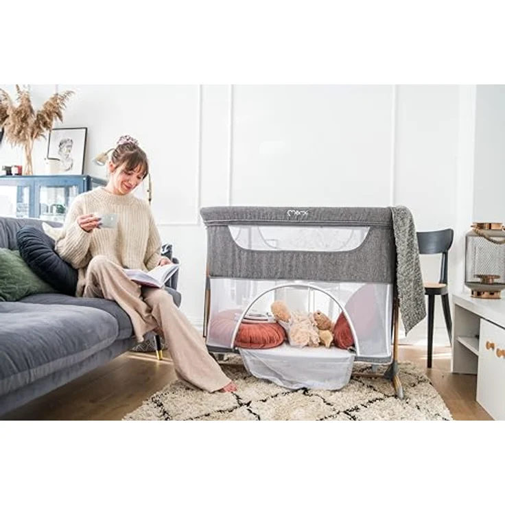 Momi SMARTBED 4-in-1 Kinderbeistellbetten bis 15 kg, Beistellbett für Babys mit Matratze, Höhenverstellbar – Bild 11