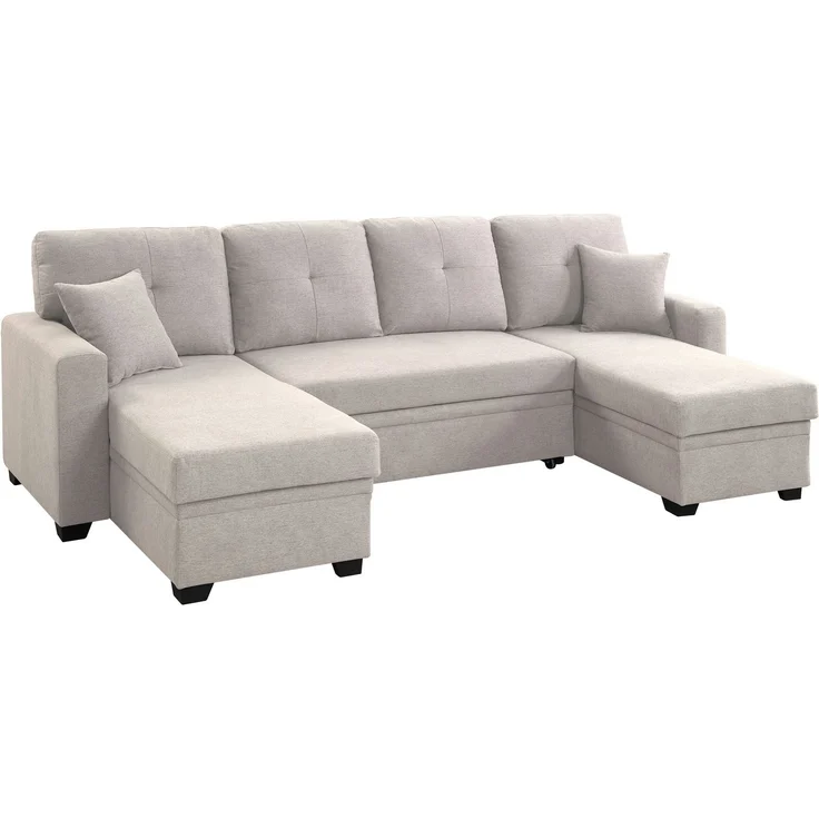 ATLANTIC home collection Wohnlandschaft Gerrit U-Form, Br. 282 cm, mit Bettfunktion, 2 Bettkästen & 2 Zierkissen – Bild 3