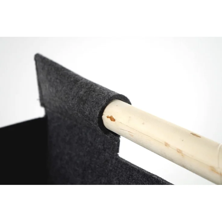 Kobolo Kaminholzkorb Allzweckkorb Holzgriffe Filz dunkelgrau 50x38x34cm (ohne Deckel) – Bild 6