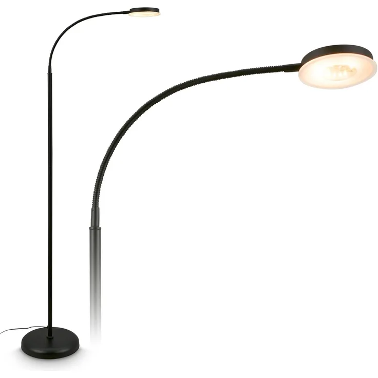 BRILONER - Stehlampe mit Touch, dimmbar, schwenkbar, Memoryfunktion, Leselampe, Wohnzimmerlampe, Schlafzimmer Deko, Deckenfluter, Standleuchte, Stehleuchte, 125,5 x 21 x 45 cm, Schwarz