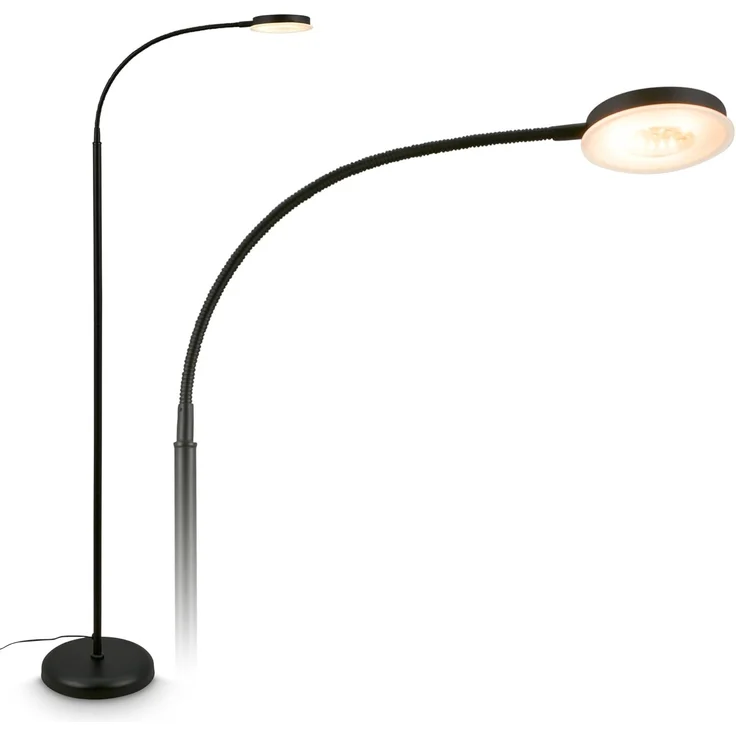 BRILONER - Stehlampe mit Touch, dimmbar, schwenkbar, Memoryfunktion, Leselampe, Wohnzimmerlampe, Schlafzimmer Deko, Deckenfluter, Standleuchte, Stehleuchte, 125,5 x 21 x 45 cm, Schwarz