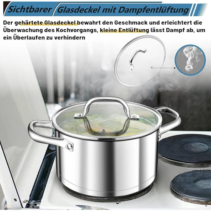 TEAMFAR Kochtopf 20cm Edelstahl Nudeltopf Induktion 3-Lagen Boden 3,8L – Bild 5