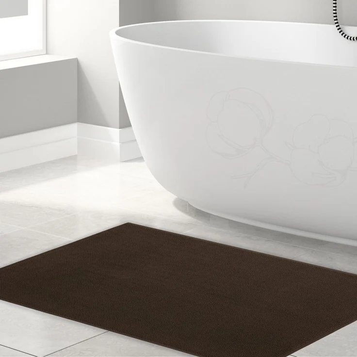 Hammetex 100% Baumwolle rutschfeste Badematte, 51x86 cm Große Badvorleger für Badezimmer, Saugfähig Schnelltrocknend Waschbar Bad Fußmatten, Braun – Bild 1