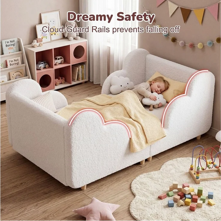Meulbaty Kinderbett mit weichem Bodenbettgestell, extra breites Sicherheitsbett (1-tlg), für Mädchen und Jungen, ohne Matratze, 140 x 70 cm – Bild 2