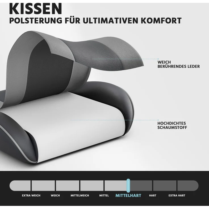 Gamingstuhl mit ergonomischer Form, verstellbarer Rückenlehne & Fußstütze, 58,5x63x120,5 cm, Schwarz/Grau – Bild 5