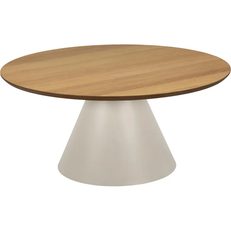 XXXL Couchtisch, rund, konisch, grau, Eiche, Metall, 85x40x85 cm für Wohnzimmer