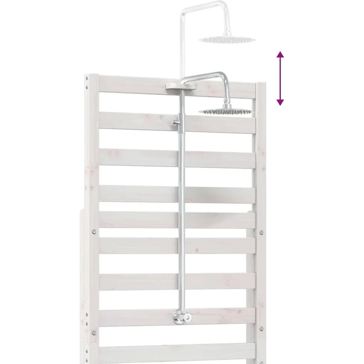 vidaXL Gartendusche 225 cm Massivholz Kiefer und Edelstahl Weiß 886349 – Bild 9