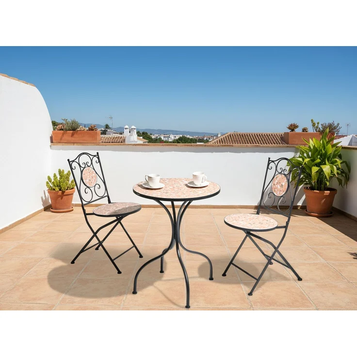 Outdoor Bistrotisch ADRANO 60 cm 60 cm Metall Terrazzo Optik Orange – Bild 3