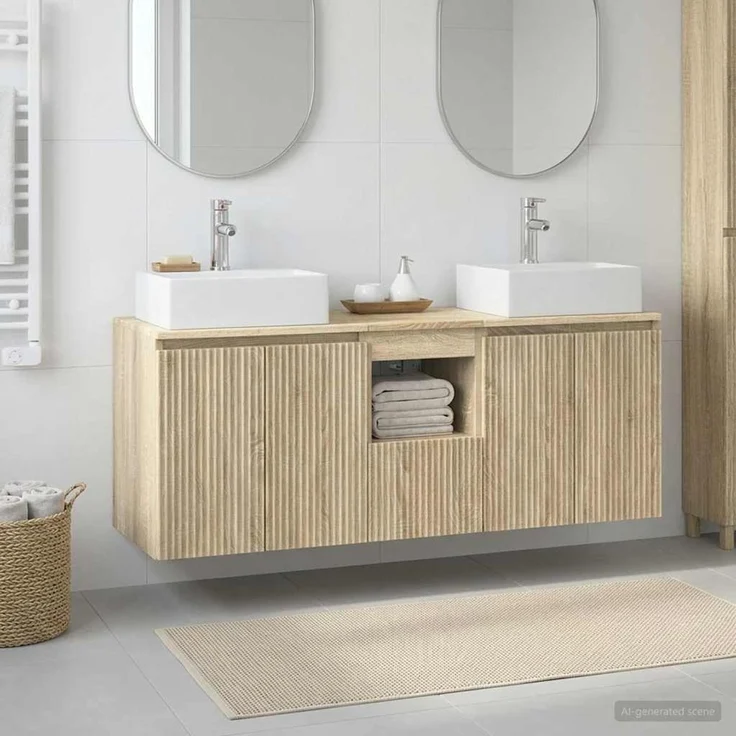 vidaXL Badezimmerschrank-Set 3 stk. Sonoma-Eiche 129 x 41 x 79,5 cm 3405649 – Bild 1