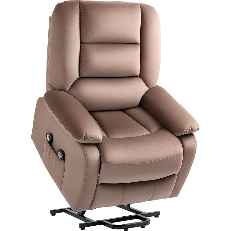 HOMCOM Massagesessel Fernsehsessel mit Aufstehhilfe Elektrisch, mit Liege-/ Wärmefunktion (TV Sessel, 1-St, Relaxsessel), für Wohnzimmer, Schlafzimmer, Braun