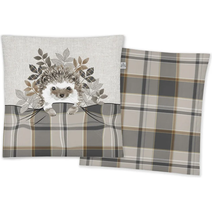 Irisette Dekokissen Kuschelkissen Sofakissen Igel Karo Blätter 45x45 cm 8951-80 – Bild 1