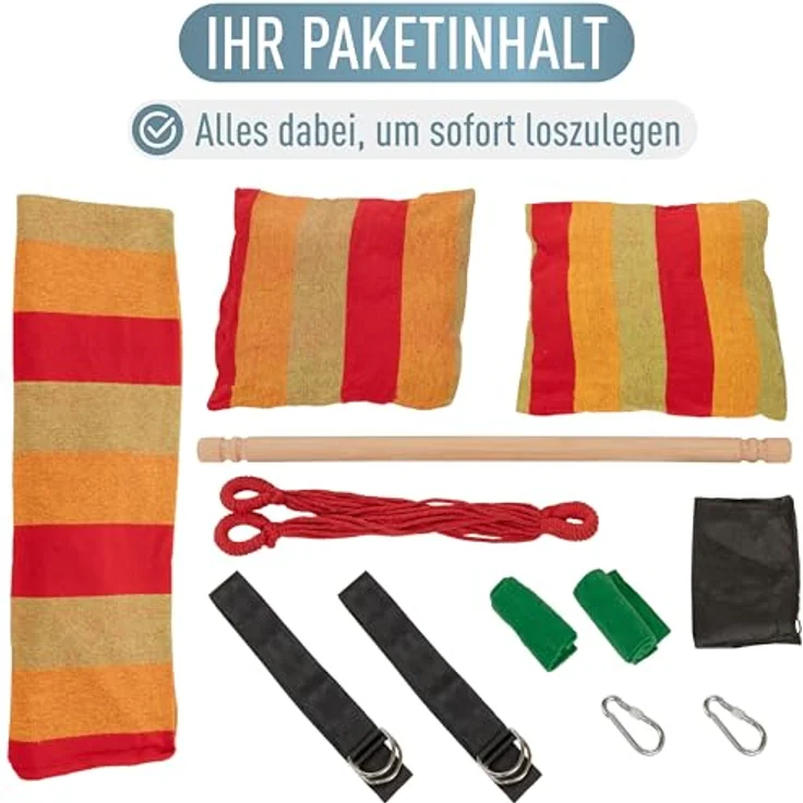 ib style Hängematte Kalea Hängesessel Cappuccino, Hängestuhl mit 2 Kissen und Zubehör - bis 120kg belastbar – Bild 7