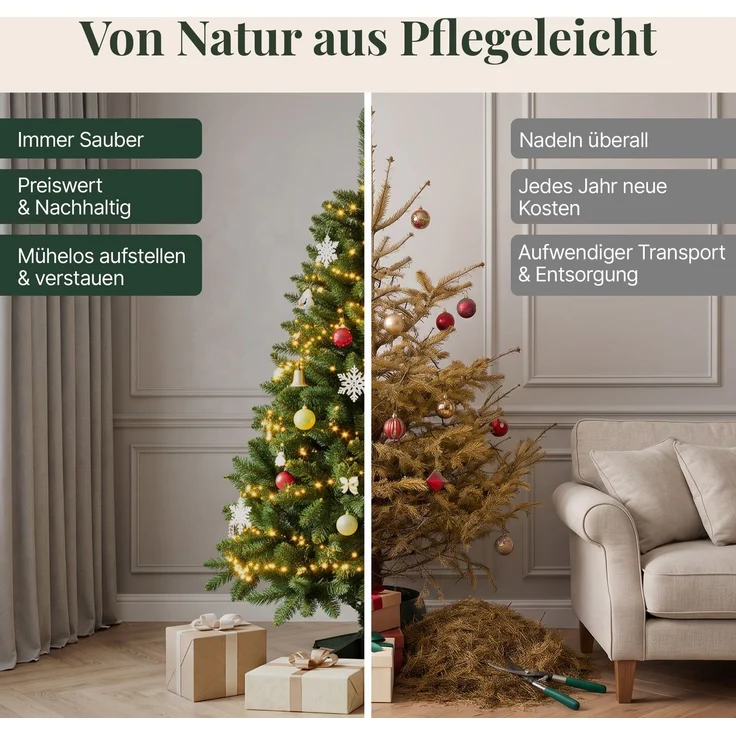 Aurelia Home Künstlicher Weihnachtsbaum 150 cm – PVC-Zweige, Kreuzständer – Bild 3