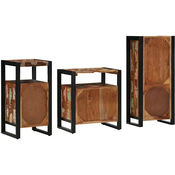 vidaXL Badezimmermöbel-Set 3 Stk. Mehrfarbig und Schwarz 3305615 – Bild 9