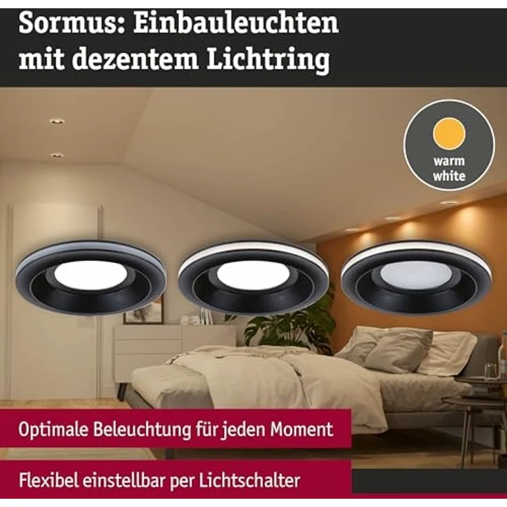 Paulmann 92251 LED Einbauleuchte Sormus 10cm Einzelleuchte IP65 rund schwarz – Bild 2