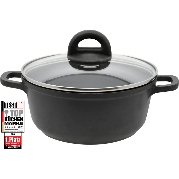 Elo Basic Kochtopf Black, Aluminium (1-tlg), Gelochter Induktionsboden – Bild 1