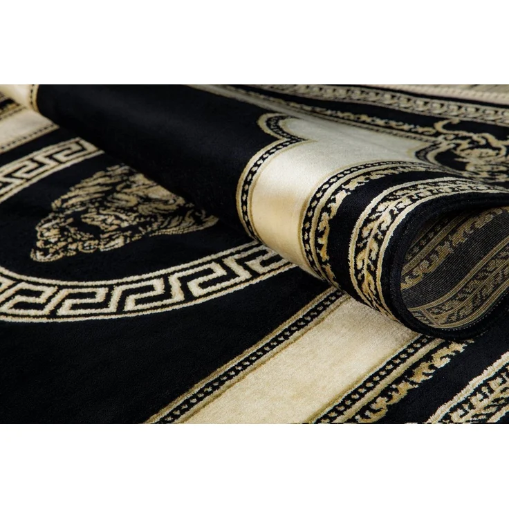 Belle Arti Teppich Luxus Teppich Läufer Löwen Motiv schwarz gold kurzflor 100% Viskose, Rechteckig, flauschig – Bild 3