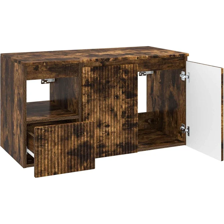 vidaXL Badezimmerschrank-Set 2 stk. Geräucherte Eiche 3404119 – Bild 4
