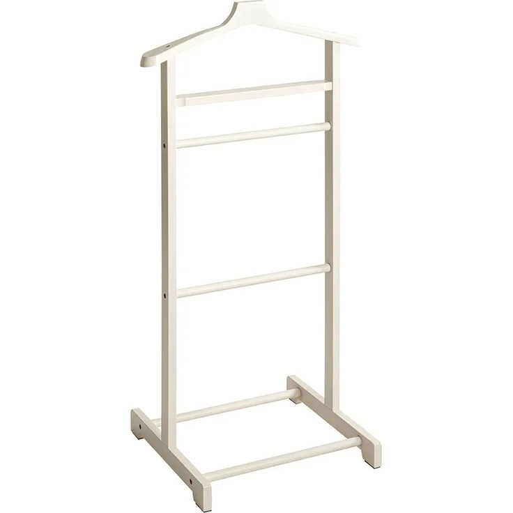 Haku Herrendiener Anzugständer aus Bambus, cremeweiß lackiert, Stummer Diener fürs Schlafzimmer, 48x36x97 cm – Bild 1